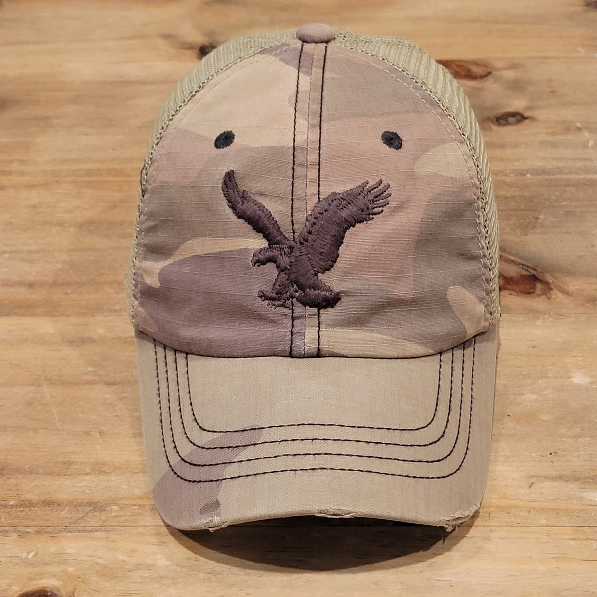 Vintage American Eagle Hat Snapback Camo Camouflage Mesh Back 90s Y2K 1977 Logo
