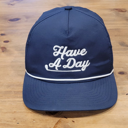 Have A Day Golf Hat Cap Snapback Blue White Spell Out Rope Imperial Golfer