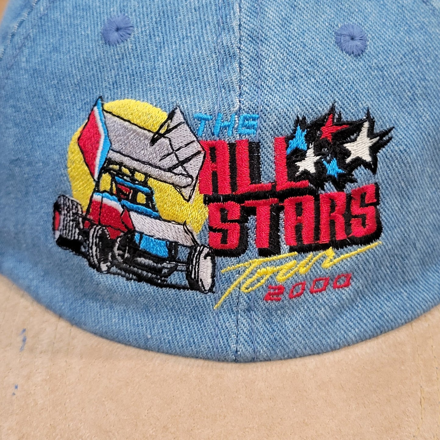 Vintage Sprint Car All Stars 2000 Racing Denim Hat Strap Back Race Y2K 00s