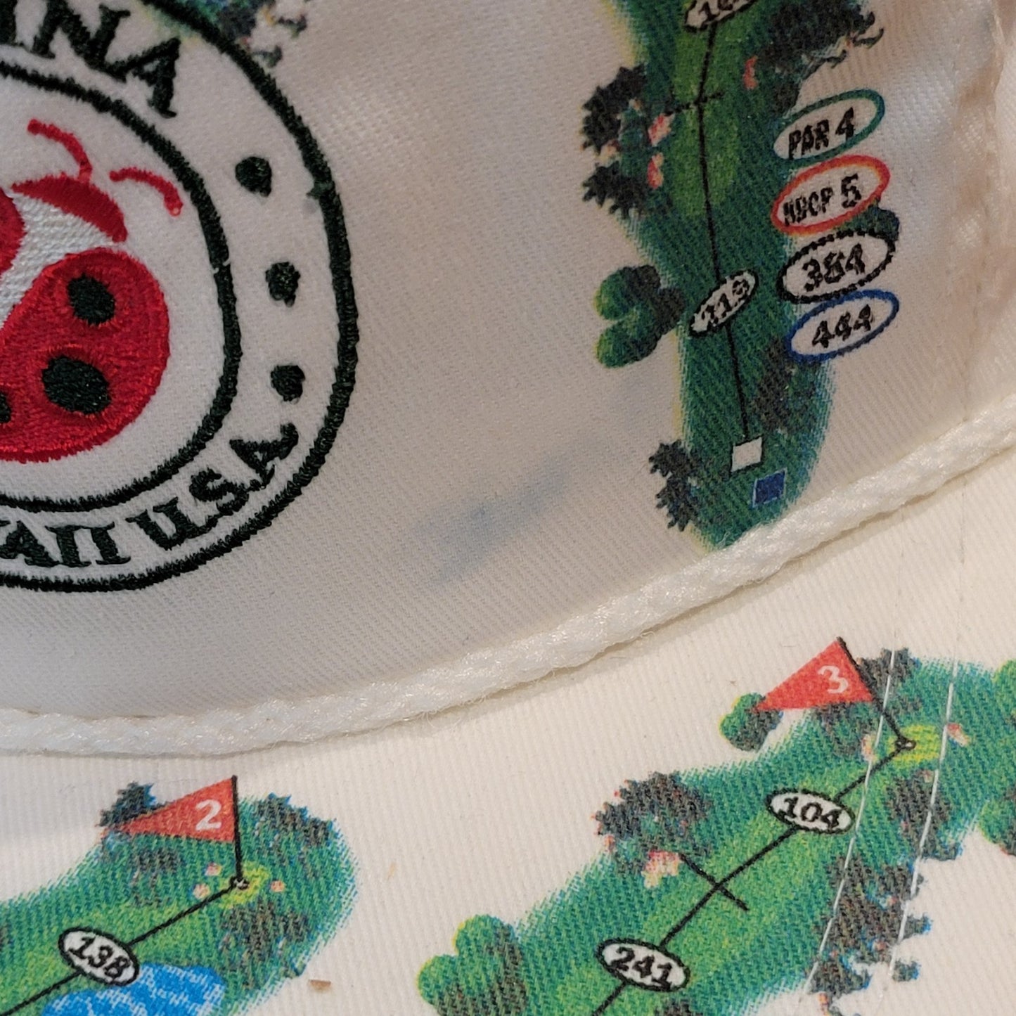 Vintage Ko Olina Hawaii Made USA Golf Course AOP Allover Hat Rope Map Cap