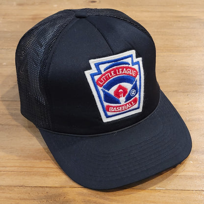 Vintage Little League Baseball Trucker Hat Snapback Black Patch Youngan One Size