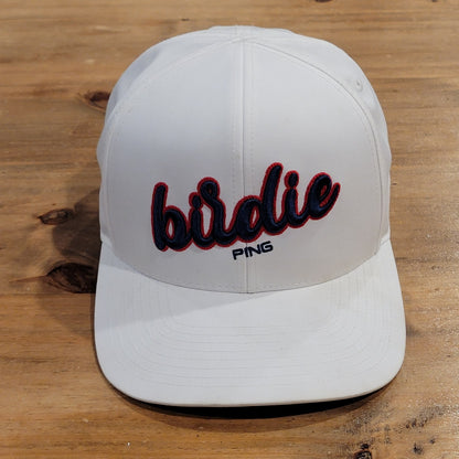 Ping Hat Snapback White Birdie Spell Out Logo One Size Adjustable
