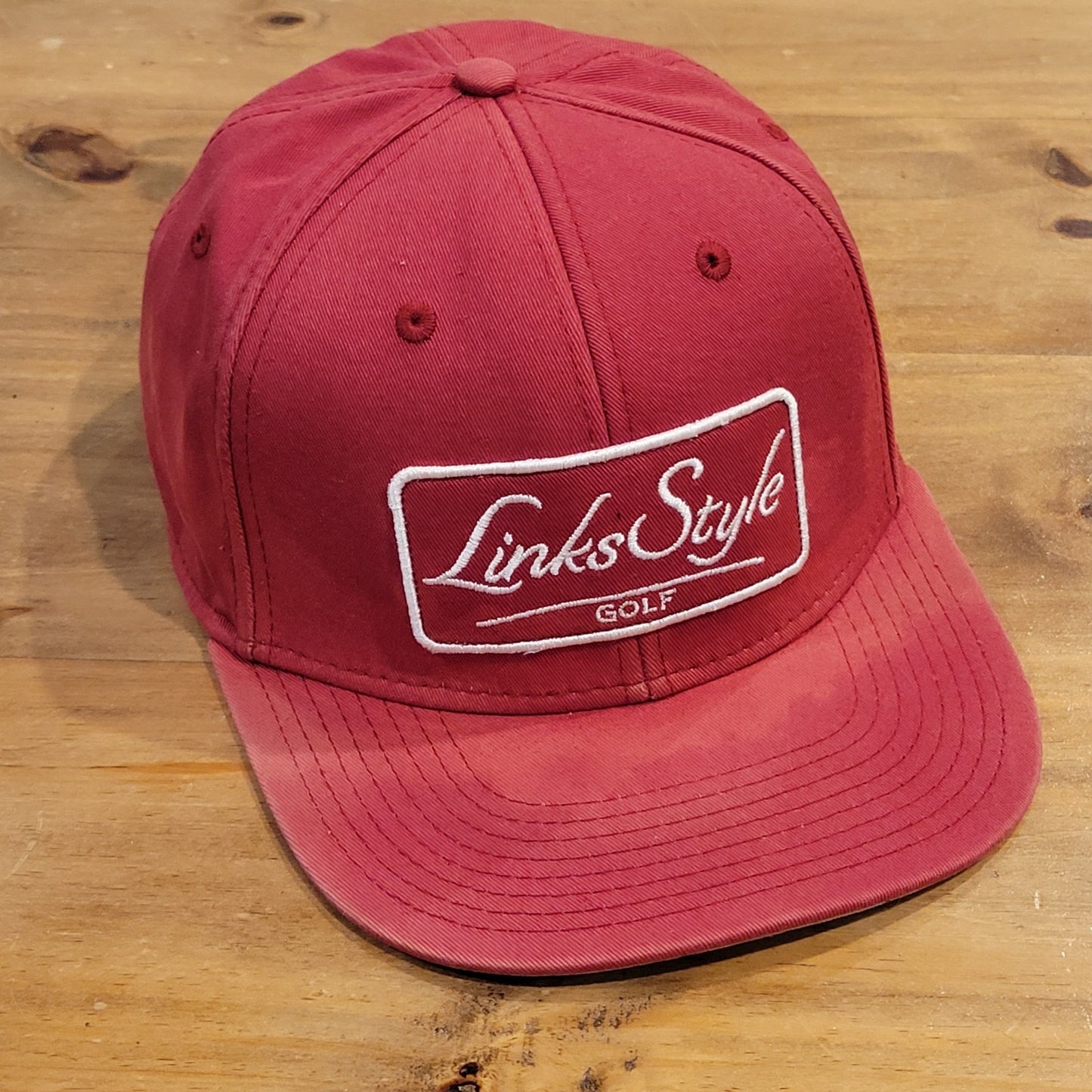 Links Style Golf Hat Snapback Red One Size Patch Golfer Adjustable