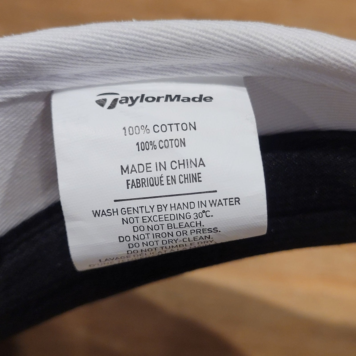 Taylormade Visor Hat Cap White Black Spell Out Golf High Rise Front