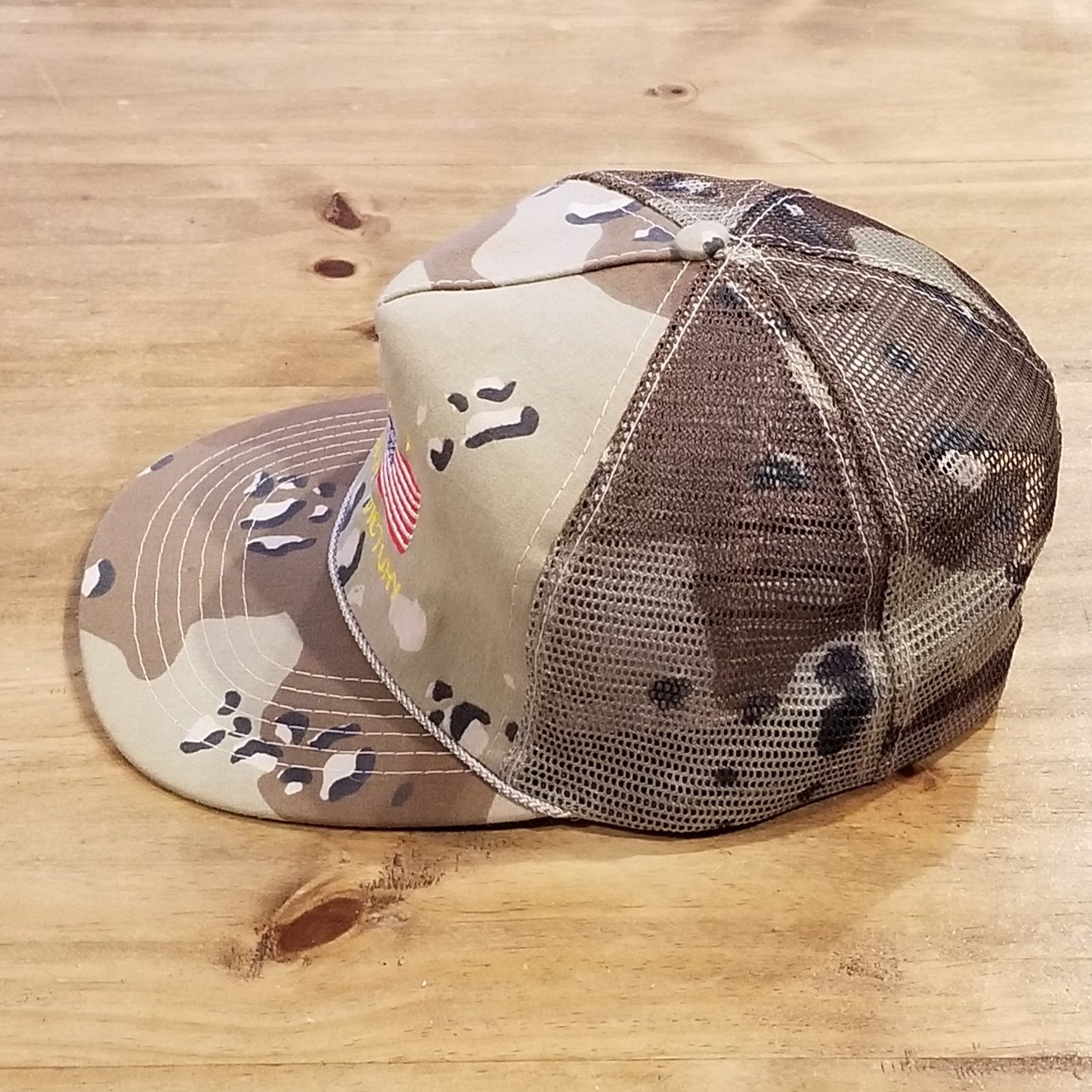 Vintage Desert Storm Hat Trucker Sand Camo Camouflage Star Victory Military