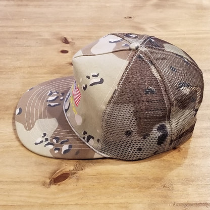 Vintage Desert Storm Hat Trucker Sand Camo Camouflage Star Victory Military