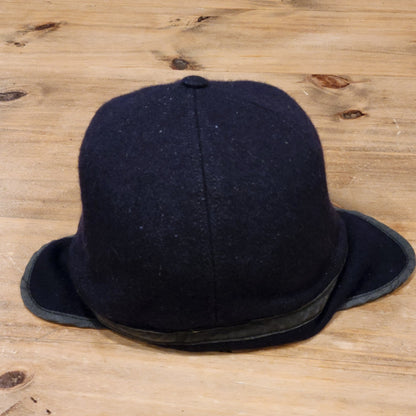 VTG Mammoth Mountain Ski Hat Cap Ear Flaps Navy Blue Wool Winter Snow Resort 90s