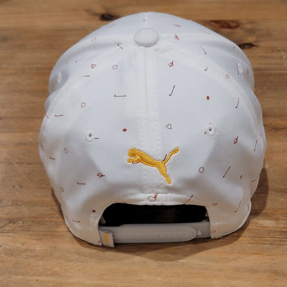 Puma Hat Cap Snapback AOP Allover White Yellow P Logo One Size Golf Golfer