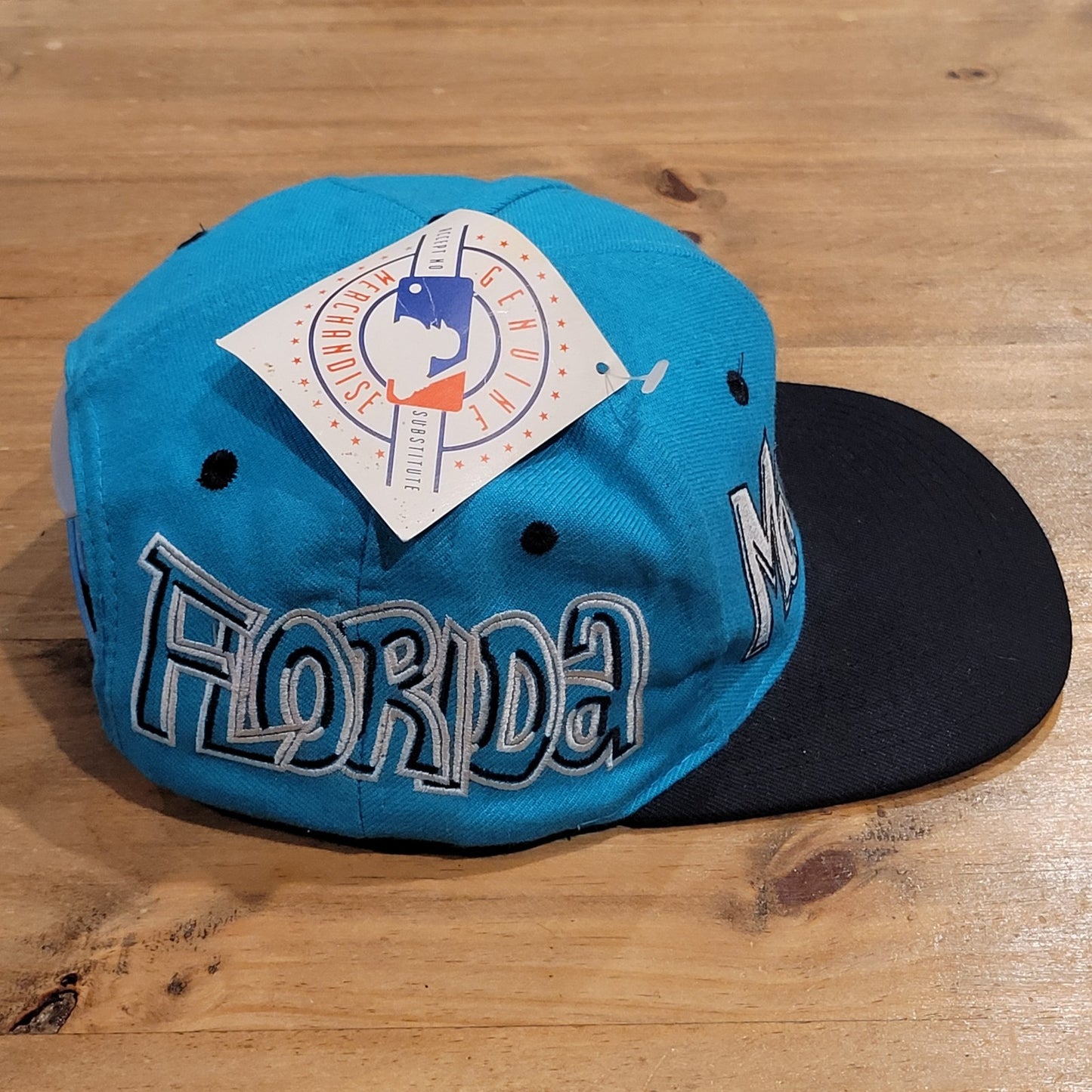 Vintage Florida Marlins Snapback Graffiti Drew Pearson Wool NOS 90s MLB Spell Ou
