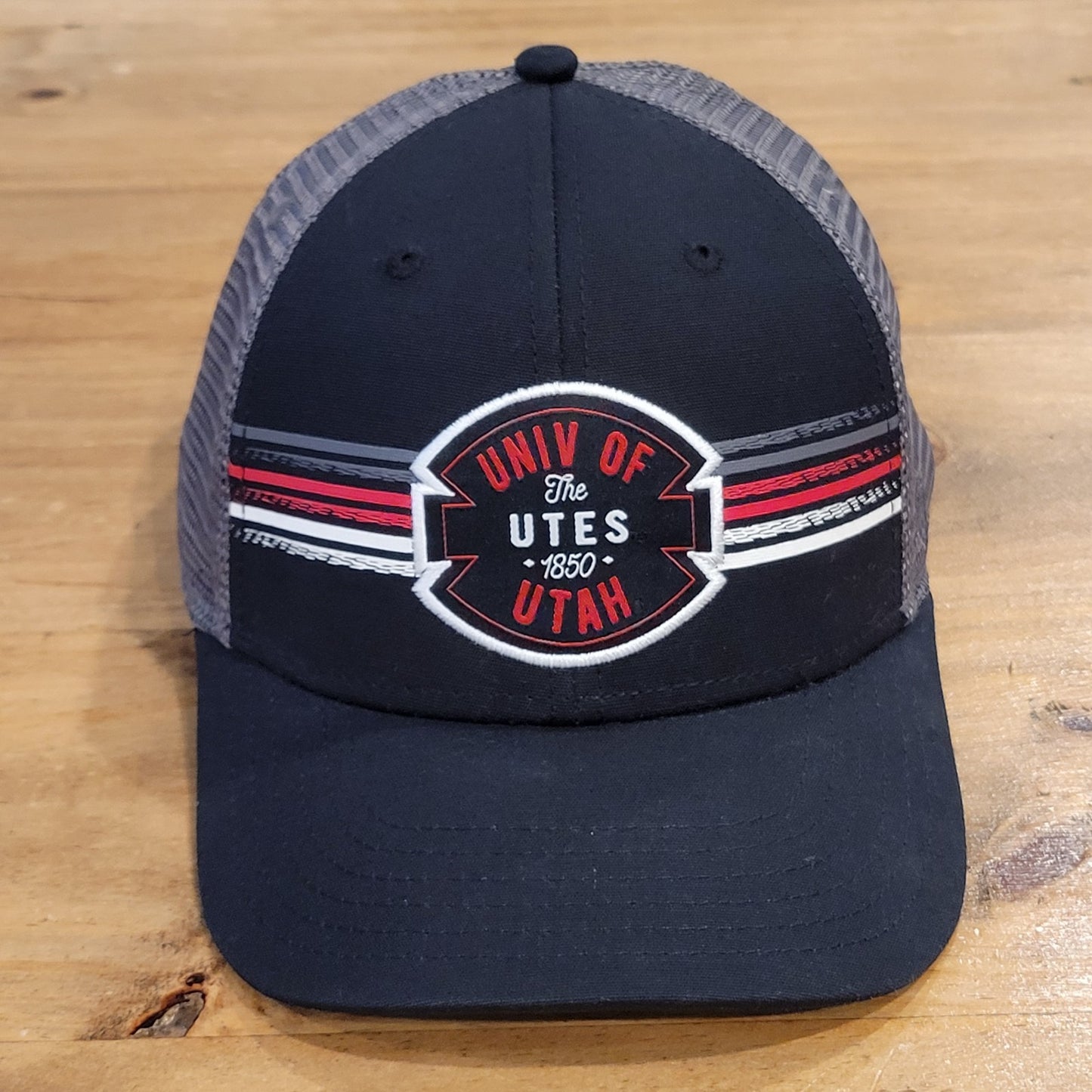 Utah Utes Hat Snapback Black Gray Top of World Striped College One Size