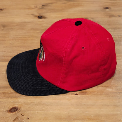 Chicago Blackhawks Corduroy Hat Snapback Red 80s 90s NHL Hockey