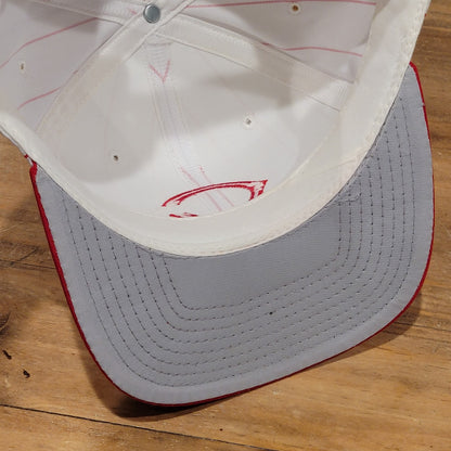 Vintage Cincinnati Reds Hat New Era Snapback White Red Pinstripe 90s Pro Model