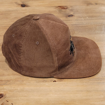 Mucker Bucket Corduroy Hat Snapback Brown Dog Hunting Duck Embroidered