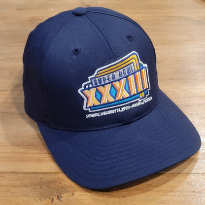 Vintage Super Bowl XXXIII Hat Snapback Black ANNCO Denver Broncos Miami FL Blue