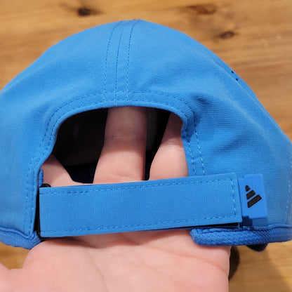 Adidas Hat Cap Strap Back Blue Black 3 Stripe Logo Lightweight Running