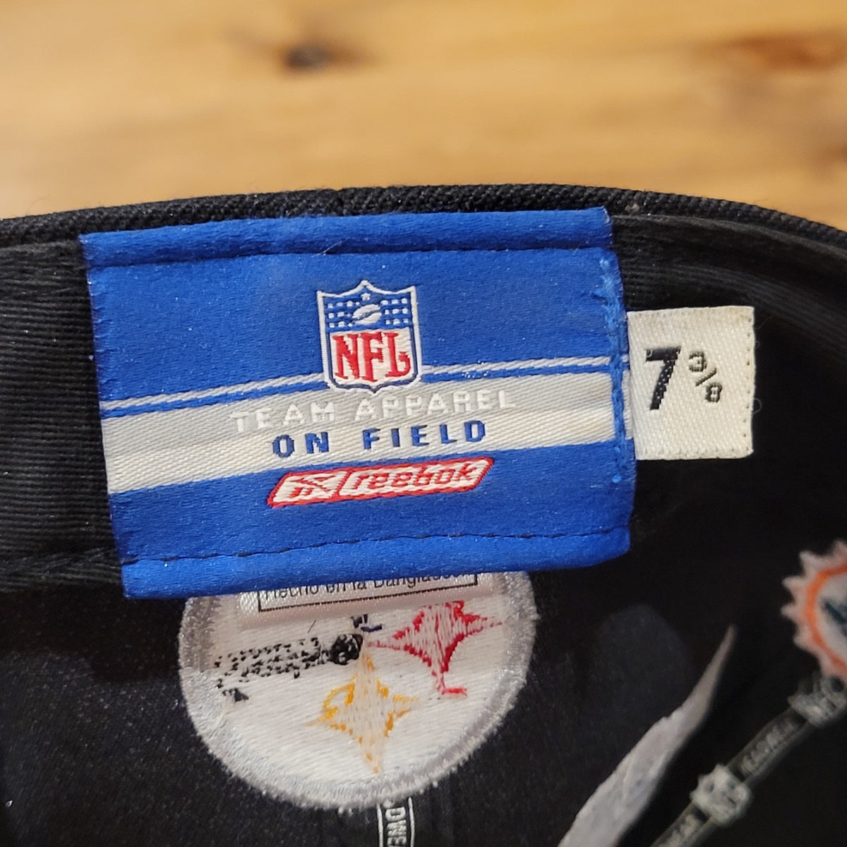 Vintage NFL Teams AOP Allover Reebok Hat Wool Black Shield Logos AFC 7 3/8 Fitte