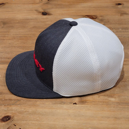 Oakley Hat Cap Snapback Gray White Red Spell Out 110 Flex Adjustable
