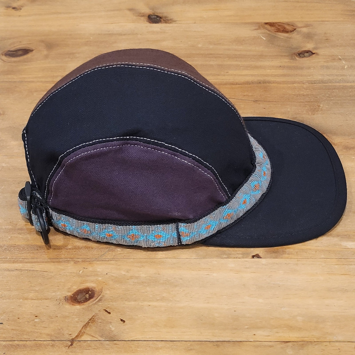 Kavu Hat Cap Strap Back Brown Black Canvas One Size Made USA Hiking Outdoor