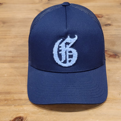 Greyson Snapback Hat Cap Mesh Back Trucker G Old English Logo Patch One Size