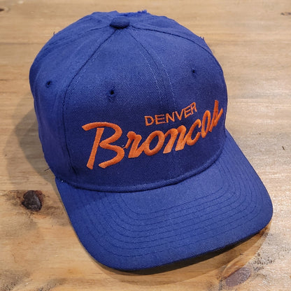 Vintage Denver Broncos Hat Sports Specialties Single Script Wool Blue Korea