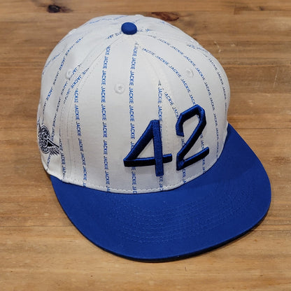 Baseballism Jackie Robinson #42 White Blue Spell Out Pinstripe Snapback
