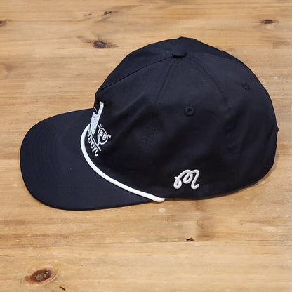 Malbon Golf Hat Cap Snapback Black White Rope Driver Ball One Size Adjustable
