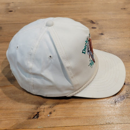 Vintage Ducks Unlimited Hat Snapback White Team DU Rope 90s Embroidered Duck