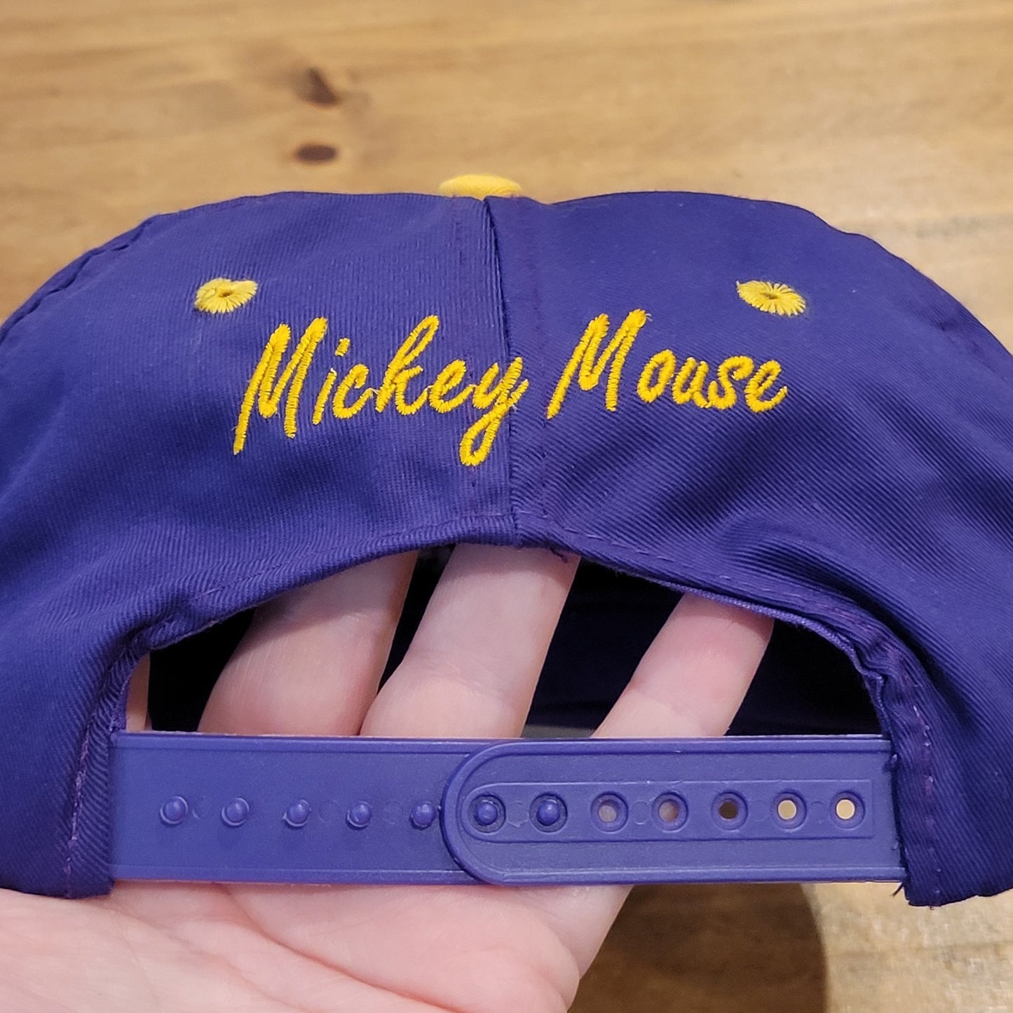 Vintage Mickey Mouse Hat Snapback Purple Yellow Disney Block Spell Out One Size
