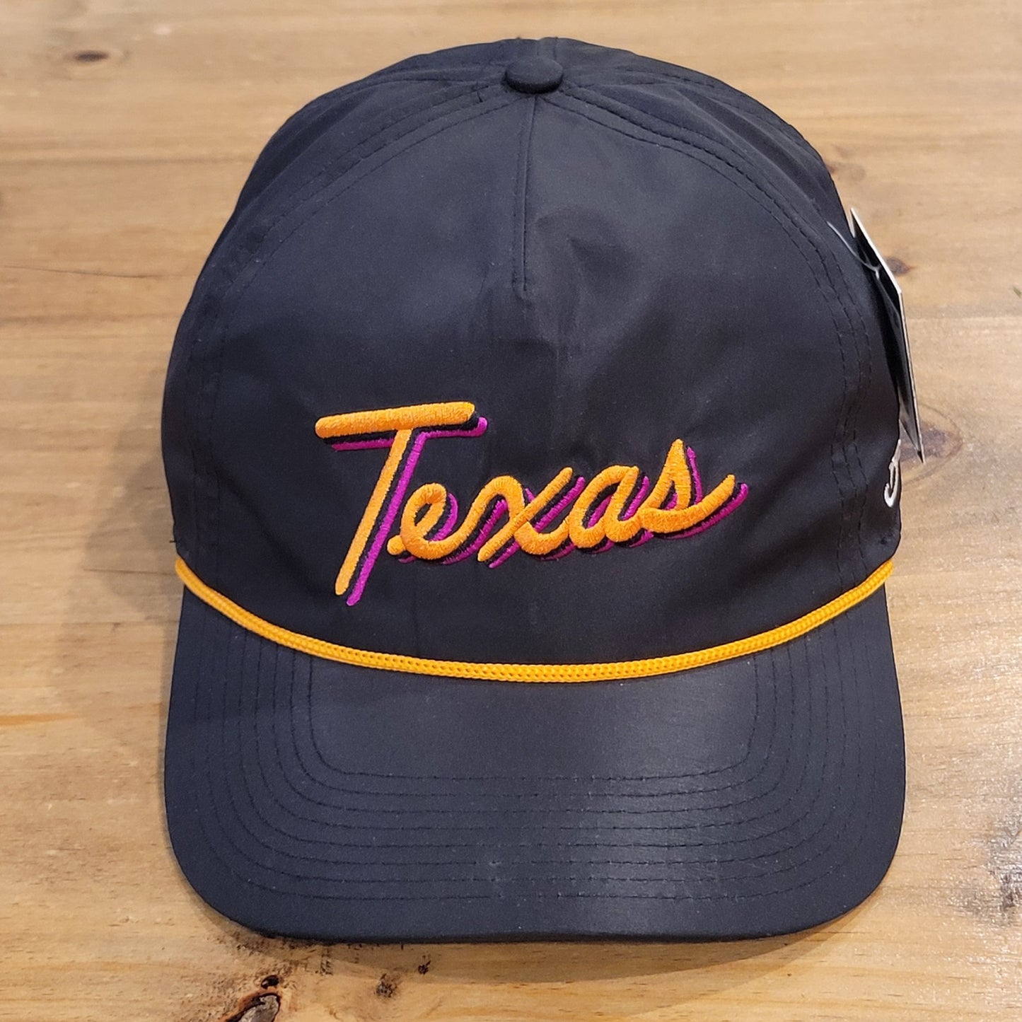 Bad Birdie Texas Hat Snapback Black Rope Script State Spell Out One Size Golf