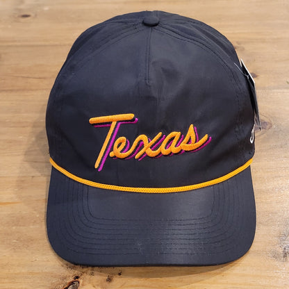 Bad Birdie Texas Hat Snapback Black Rope Script State Spell Out One Size Golf