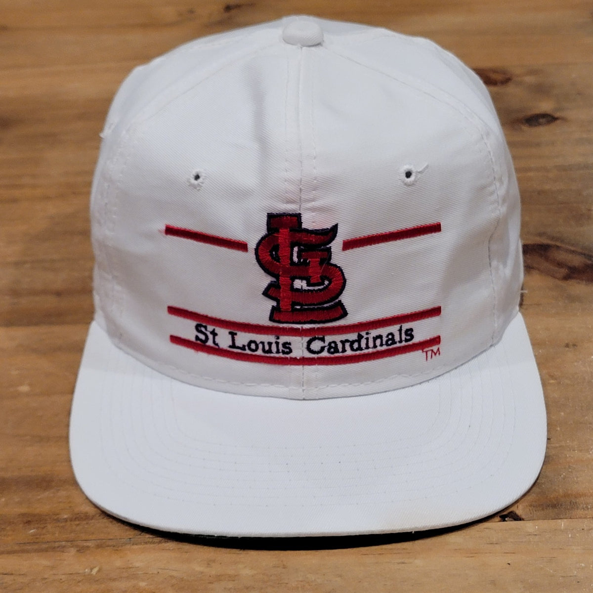 Vintage St. Louis Cardinals Hat Cap Snapback The Game Split 3 Bar White 90s MLB