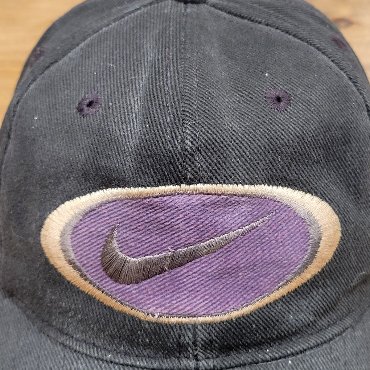Vintage Nike Hat Cap Strap Back Black Purple Embroidered Swoosh Logo Faded
