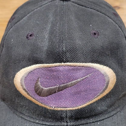 Vintage Nike Hat Cap Strap Back Black Purple Embroidered Swoosh Logo Faded