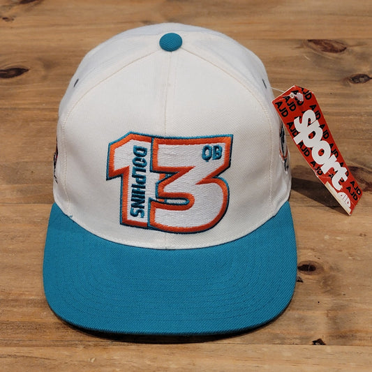 Vintage Miami Dolphins Dan Marino 13 Hat Snapback AJD White NOS Wool Blend