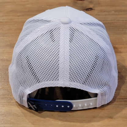 Surf & Turf Golf Hat Cap Snapback White Blue PAtch Hawaiian Floral Beach Mesh
