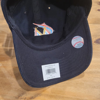 Miami Marlins Hat 47 Brand Clean Up Dad Cotton Black One Size MLB Adjustable M