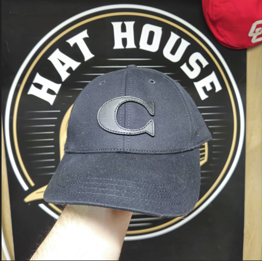 Coach Hat Leather C Logo Black