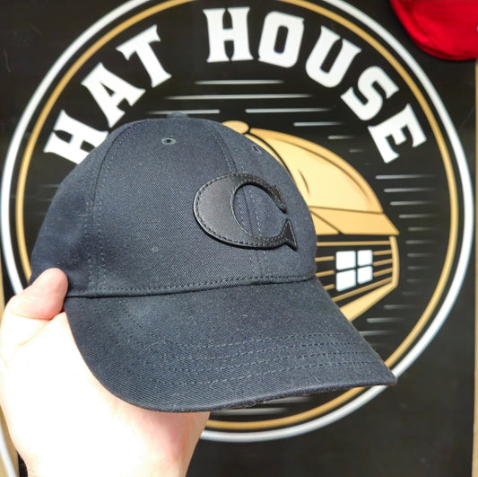 Coach Hat Leather C Logo Black